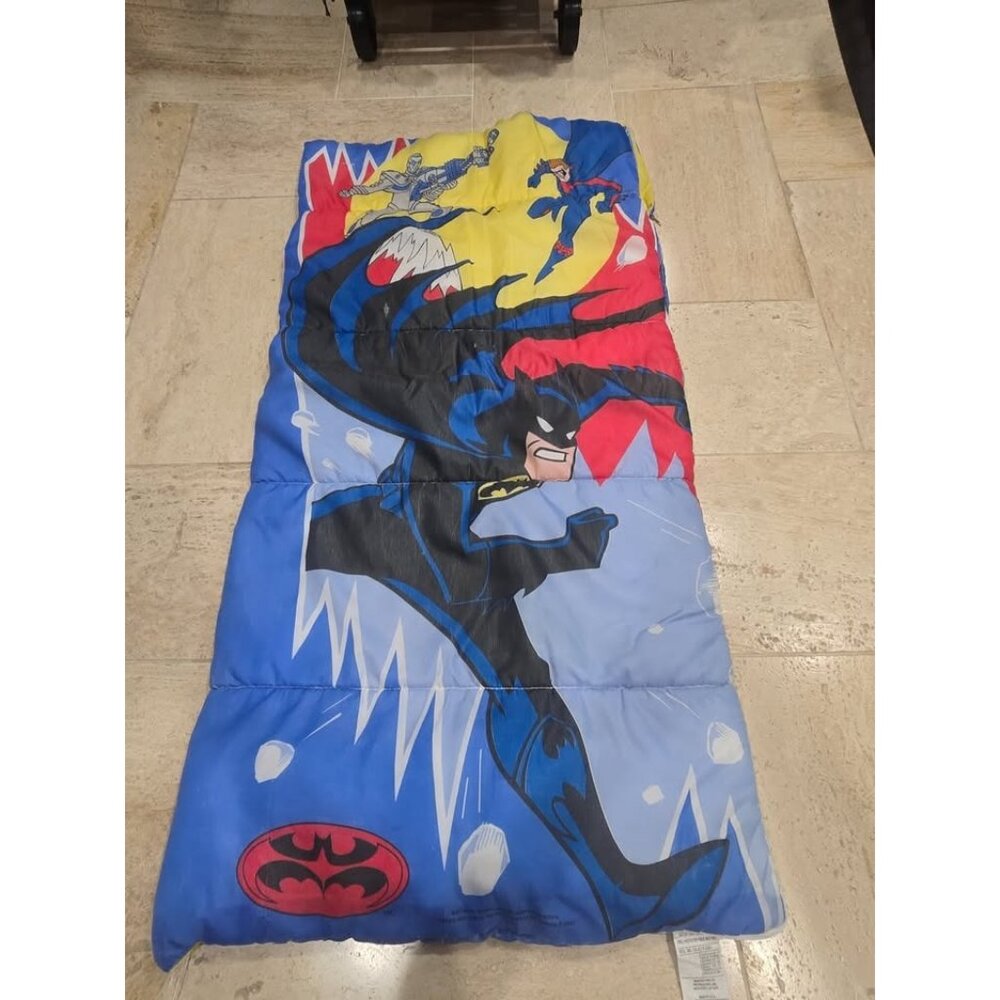 Vintage Batman Robin Mr. Freeze 1997 Kids DC Comics Kids Sleeping‎ Bag Zip up